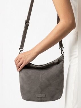 LIEBESKIND BERLIN 100% Suede Crossbody / Hand Bag Snakeskin Embossed Convertible